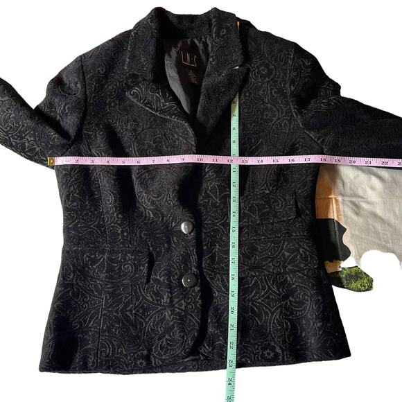 INC International Concepts Faux Suede Floral Black Blazer Size 8 Button Front - Picture 9 of 9